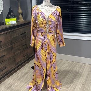 Elegant Yellow and Purple Women's Dress